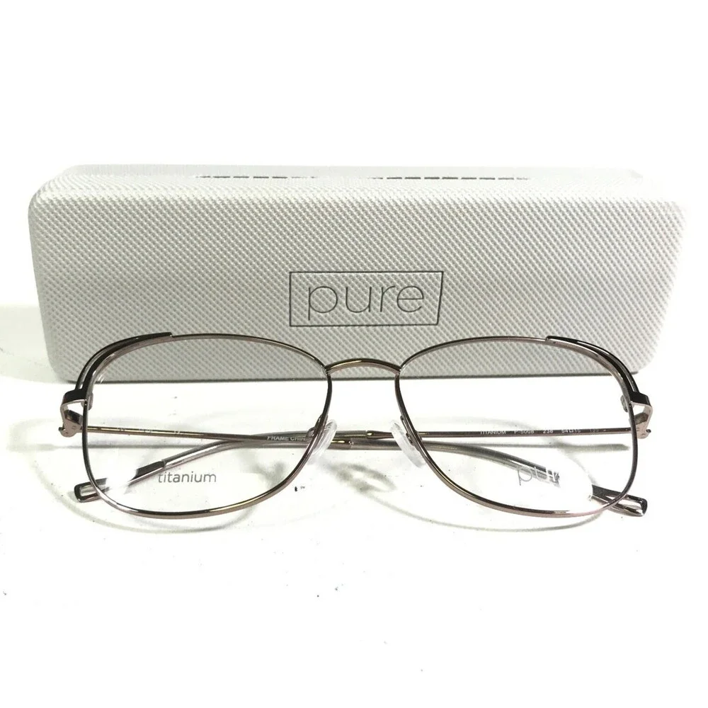 Marchon Airlock P-5008 238 Eyeglasses Frames Gold Cat Eye Titanium 54-15-135